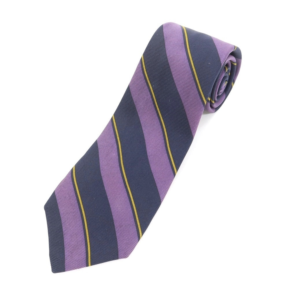 [Used] Kiton Stripe Print Quattro Pieghe Silk Tie Navy x Purple [NVY] [S/S/A/W] [Condition Rank C] [Men&