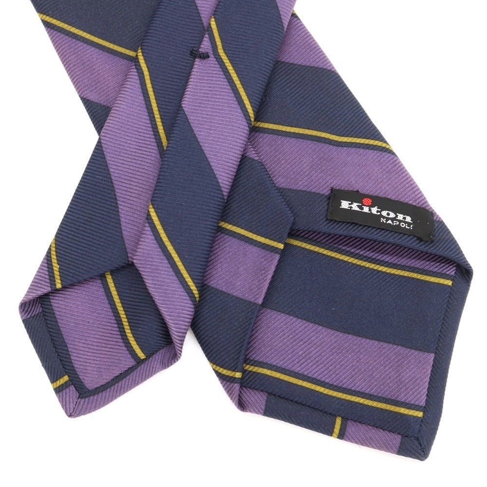 [Used] Kiton Stripe Print Quattro Pieghe Silk Tie Navy x Purple [NVY] [S/S/A/W] [Condition Rank C] [Men&