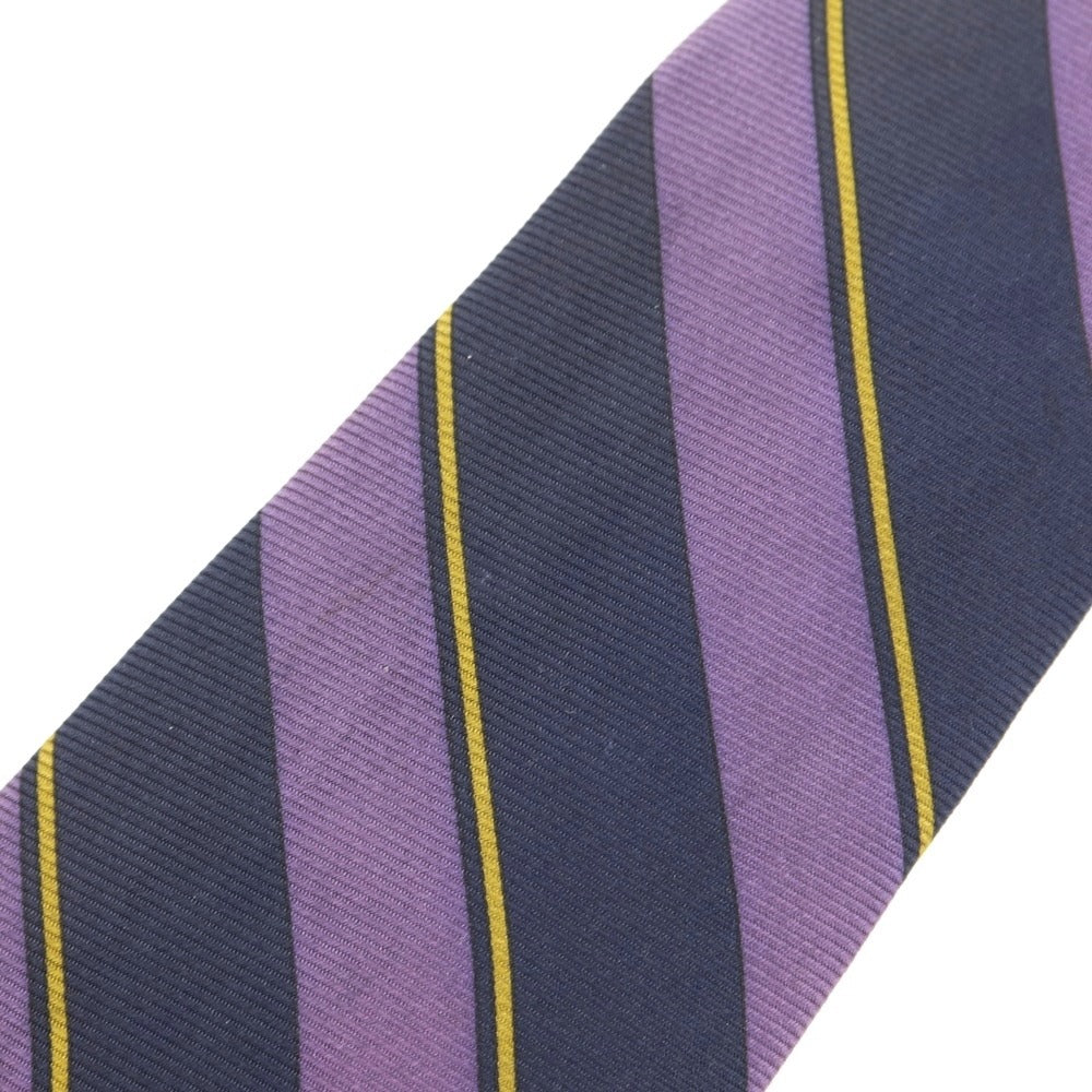 [Used] Kiton Stripe Print Quattro Pieghe Silk Tie Navy x Purple [NVY] [S/S/A/W] [Condition Rank C] [Men&