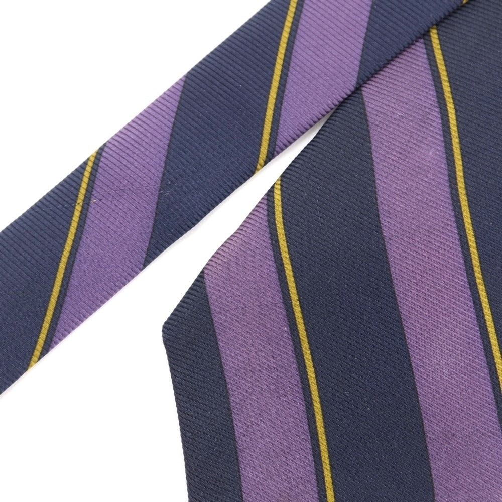 [Used] Kiton Stripe Print Quattro Pieghe Silk Tie Navy x Purple [NVY] [S/S/A/W] [Condition Rank C] [Men&