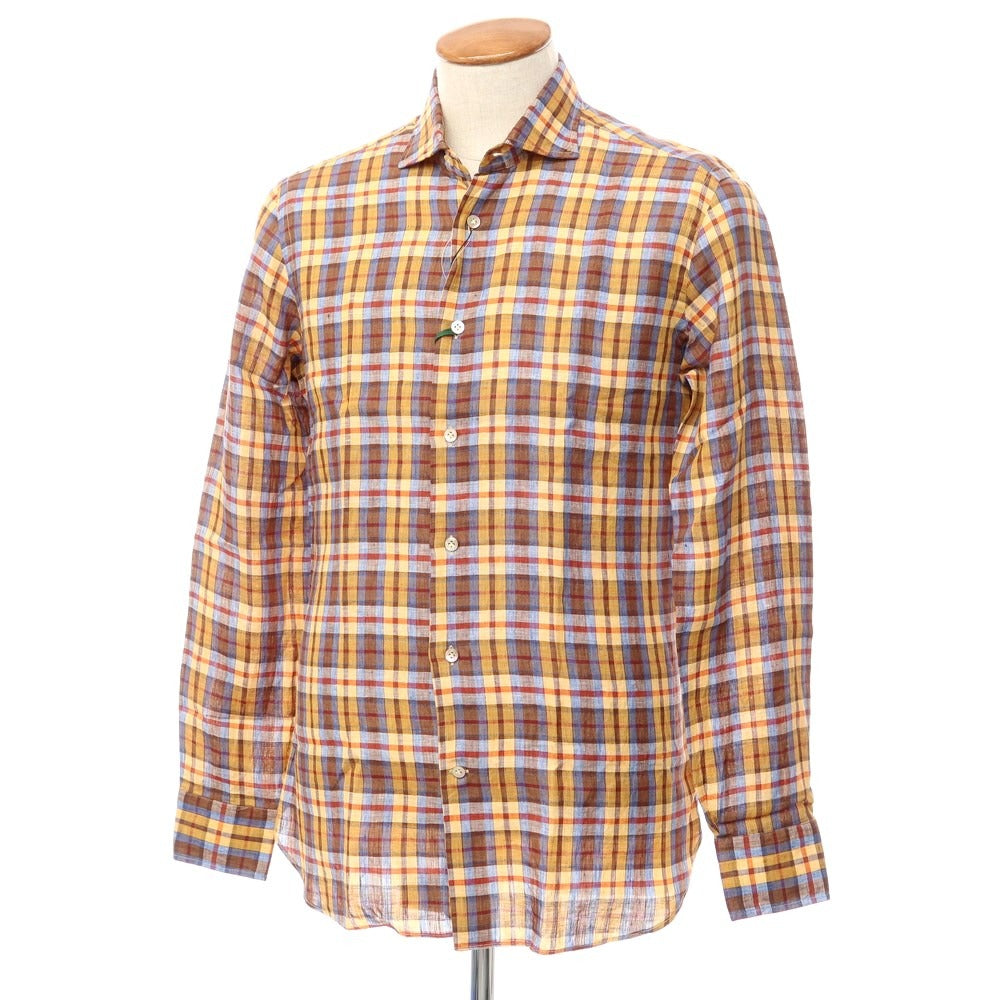 【中古】【未使用】ボリエッロ BORRIELLO カジュアルシャツ
 オレンジ系xブラウンxブルー【サイズ39】【ORG】【S/S】【状態ランクS】【メンズ】
【769494】 BPD