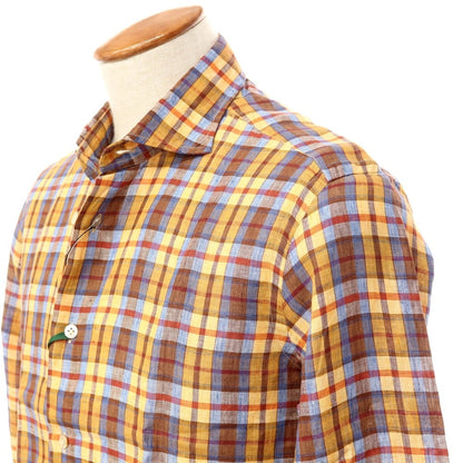 【中古】【未使用】ボリエッロ BORRIELLO カジュアルシャツ
 オレンジ系xブラウンxブルー【サイズ39】【ORG】【S/S】【状態ランクS】【メンズ】
【769494】 BPD