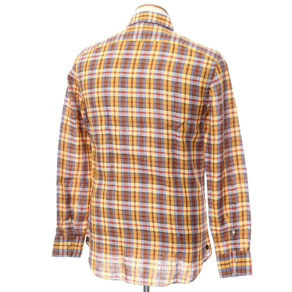 【中古】【未使用】ボリエッロ BORRIELLO カジュアルシャツ
 オレンジ系xブラウンxブルー【サイズ39】【ORG】【S/S】【状態ランクS】【メンズ】
【769494】 BPD