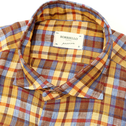 【中古】【未使用】ボリエッロ BORRIELLO カジュアルシャツ
 オレンジ系xブラウンxブルー【サイズ39】【ORG】【S/S】【状態ランクS】【メンズ】
【769494】 BPD