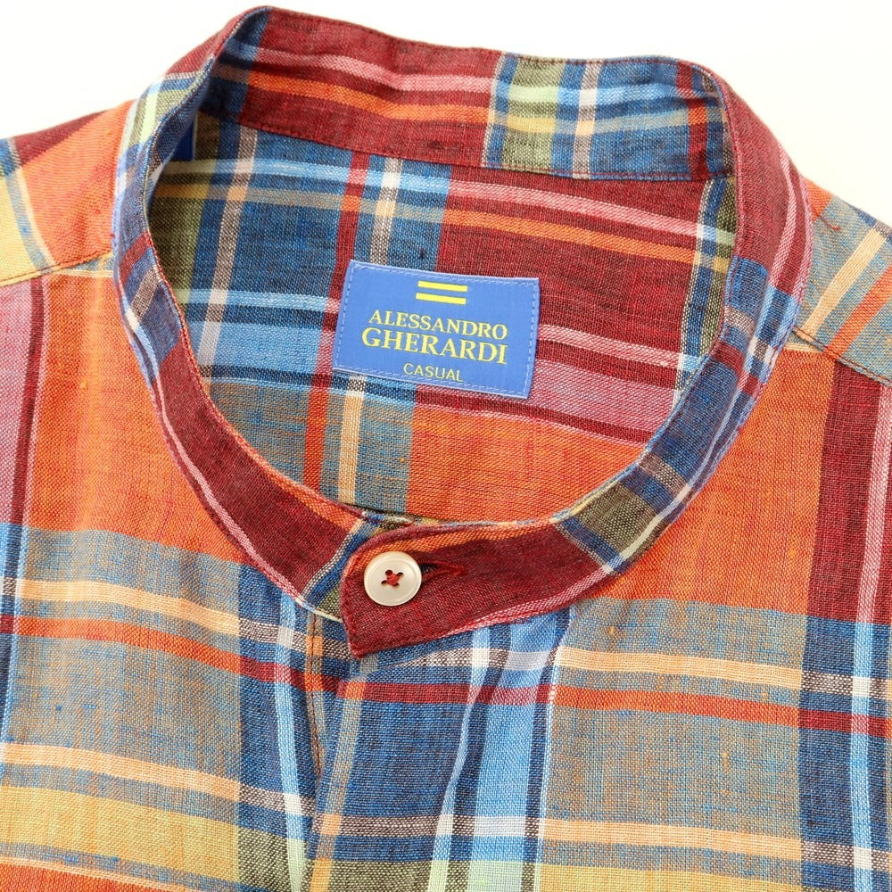 [Used] ALESSANDRO GHERARDI casual shirt
 Orange x Blue x Dark Red [Size M] [ORG] [S/S] [Condition Rank A] [Men&