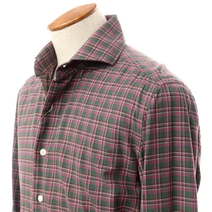 [Used] ERRICO FORMICOLA Cotton Check Wide Collar Casual Shirt Purple x Dark Green x Light Gray [Size M] [PUP] [S/S/A/W] [Condition Rank B] ​​[Men&