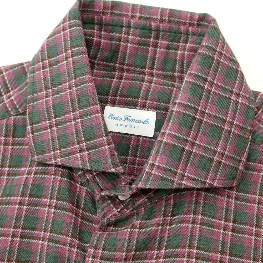 [Used] ERRICO FORMICOLA Cotton Check Wide Collar Casual Shirt Purple x Dark Green x Light Gray [Size M] [PUP] [S/S/A/W] [Condition Rank B] ​​[Men&