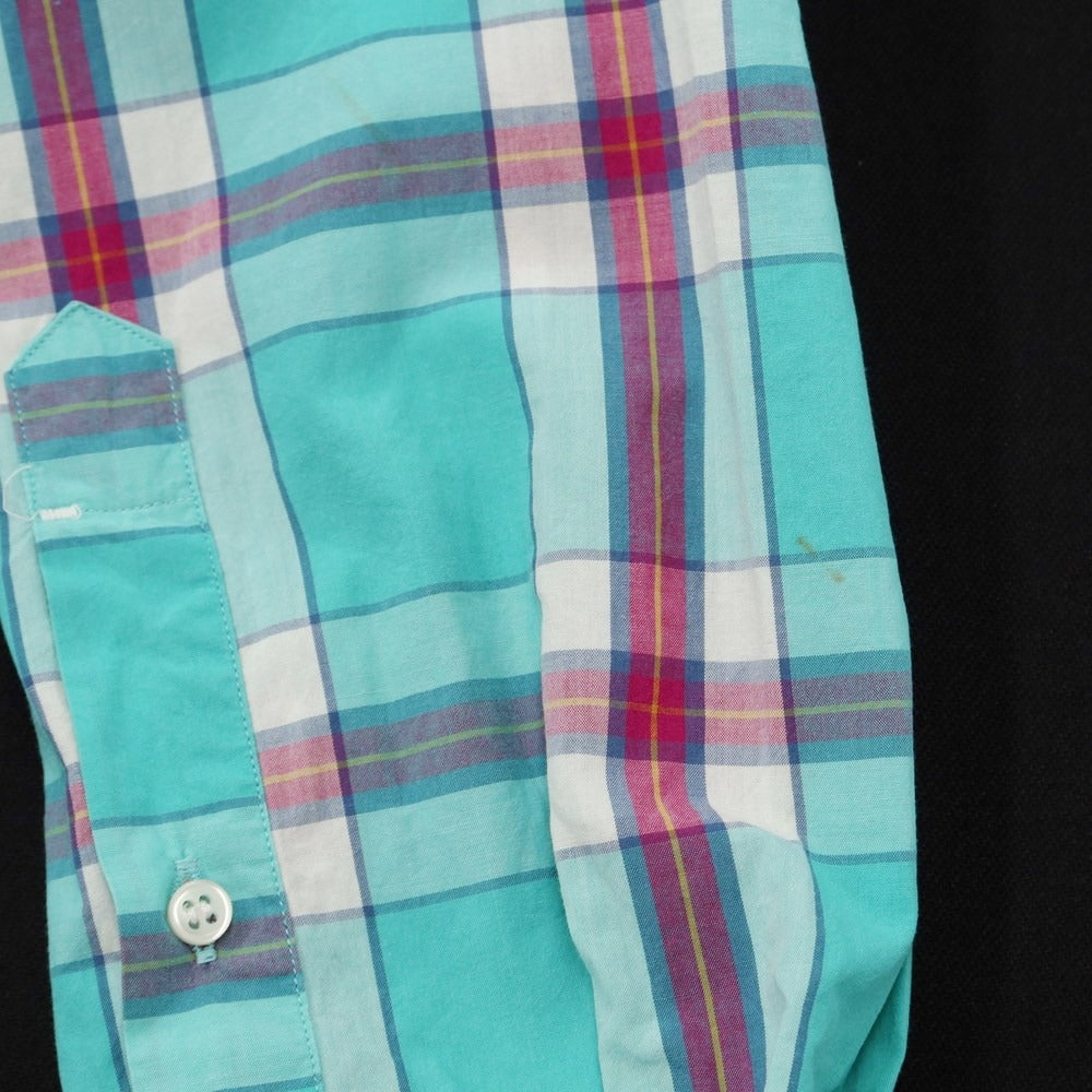 [Used] ORIAN Cotton Check Wide Collar Casual Shirt Aqua Green x Dark Pink x White [Size not specified (approximately M)] [GRN] [S/S/A/W] [Condition Rank B] ​​[Men&