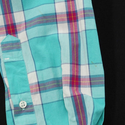 [Used] ORIAN Cotton Check Wide Collar Casual Shirt Aqua Green x Dark Pink x White [Size not specified (approximately M)] [GRN] [S/S/A/W] [Condition Rank B] ​​[Men&