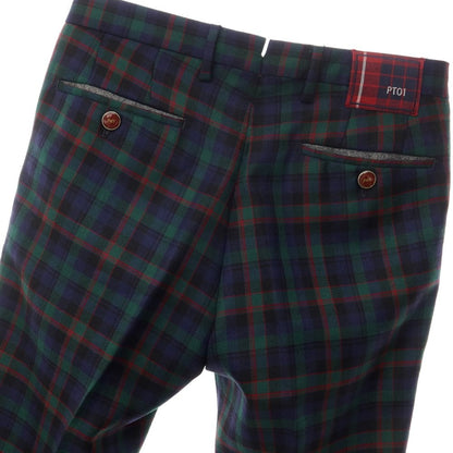 [Used] PT01 Mc.Kay Wool Check Casual Slacks Pants Green x Navy [Size 44] [GRN] [A/W] [Condition Rank A] [Men&