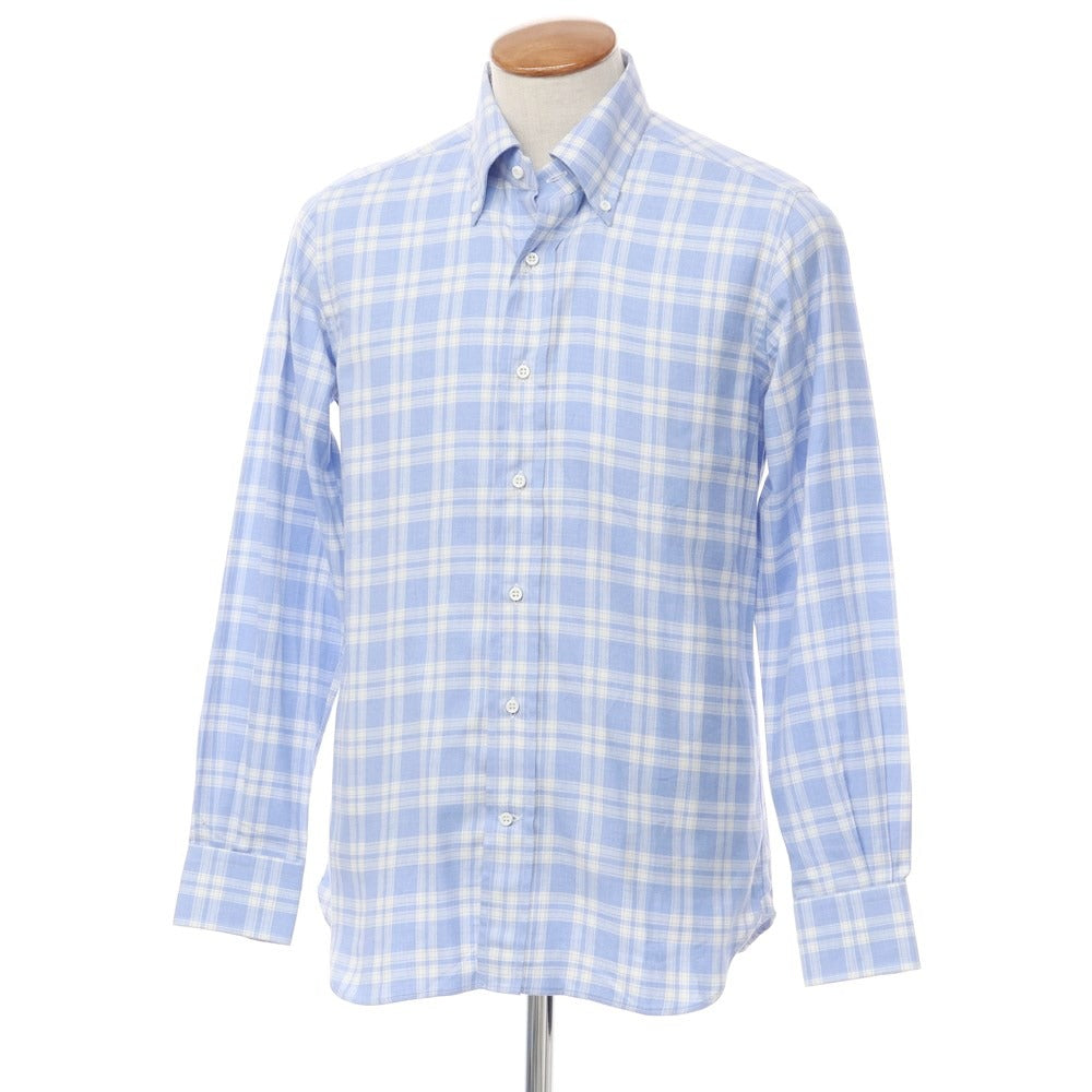 [Used] ORIAN Cotton Check Button-down Casual Shirt Light Blue x White [Size M] [BLU] [A/W] [Condition Rank B] ​​[Men&