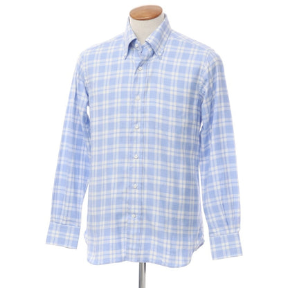 [Used] ORIAN Cotton Check Button-down Casual Shirt Light Blue x White [Size M] [BLU] [A/W] [Condition Rank B] ​​[Men&