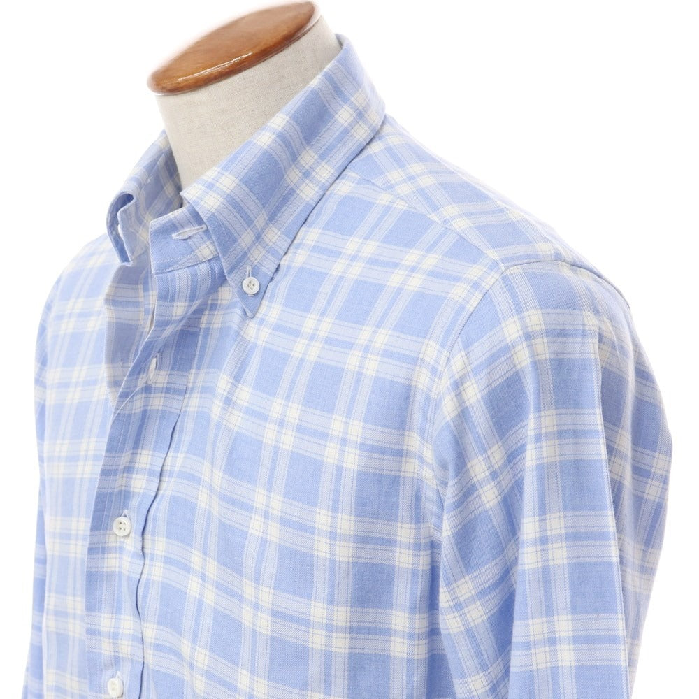 [Used] ORIAN Cotton Check Button-down Casual Shirt Light Blue x White [Size M] [BLU] [A/W] [Condition Rank B] ​​[Men&