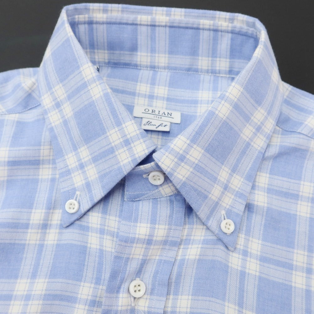 [Used] ORIAN Cotton Check Button-down Casual Shirt Light Blue x White [Size M] [BLU] [A/W] [Condition Rank B] ​​[Men&