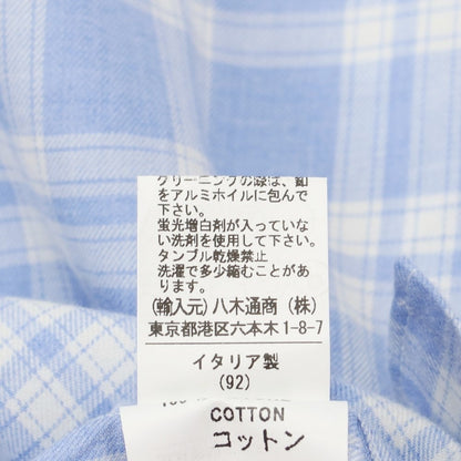 [Used] ORIAN Cotton Check Button-down Casual Shirt Light Blue x White [Size M] [BLU] [A/W] [Condition Rank B] ​​[Men&