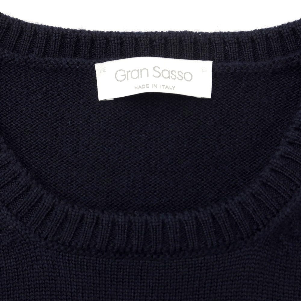 【中古】グランサッソ GRAN SASSO ハイゲージウール クルーネックニット ネイビー【サイズ52】【NVY】【A/W】【状態ランクB】【メンズ】【769090】
