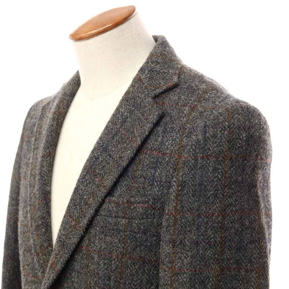 【中古】ニューヨーカー NEWYORKER ハリスツイード ウール チェック 2B テーラードジャケット ダークグレーxネイビー【サイズ46】【GRY】【A/W】【状態ランクB】【メンズ】【769071】