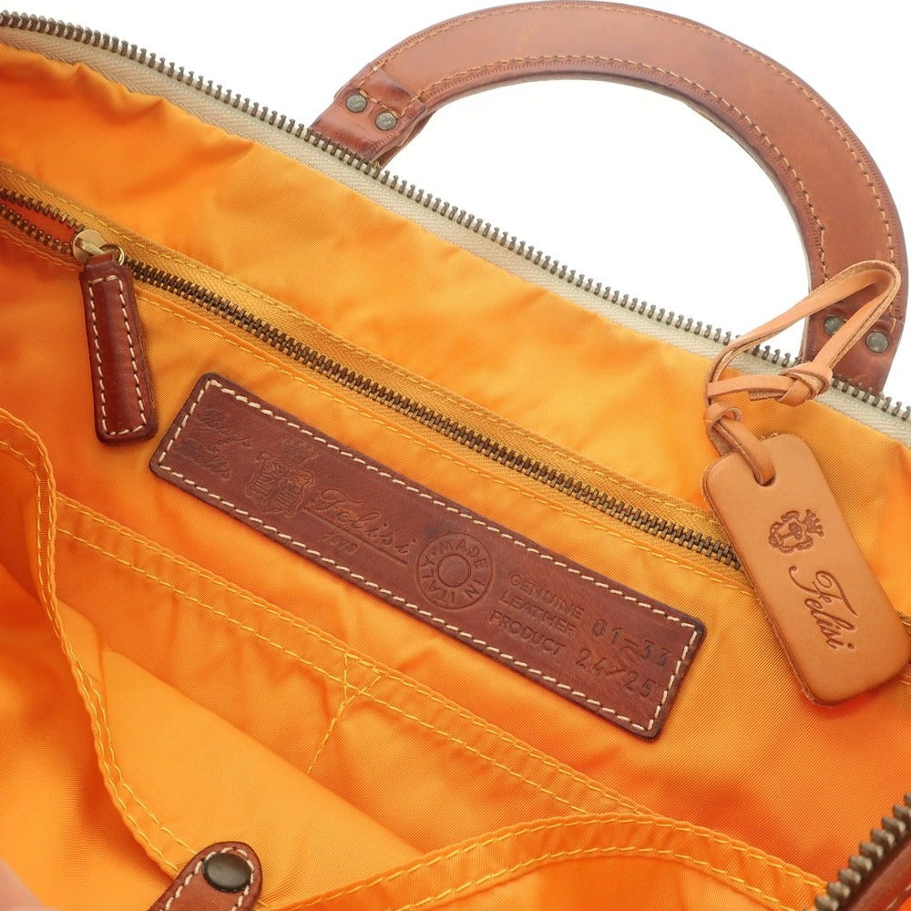 [Used] Felisi Canvas Leather Briefcase Orange x Brown [W43.5xH30.5xD9] [ORG] [S/S/A/W] [Condition Rank C] [Men&