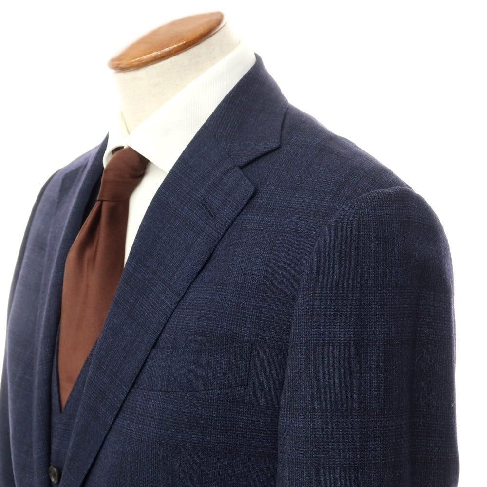 【中古】シップス SHIPS ウール チェック 3ピース 2B セットアップ スーツ ネイビー【サイズ46】【NVY】【A/W】【状態ランクC】【メンズ】【768971】