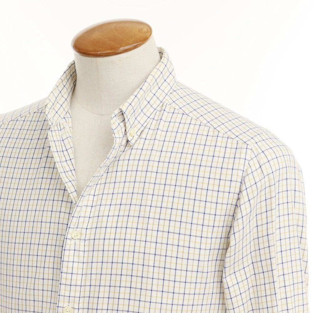 [Used] YAECA Cotton Check Button-down Shirt White x Navy x Yellow [Size 2] [WHT] [S/S/A/W] [Condition Rank C] [Men&