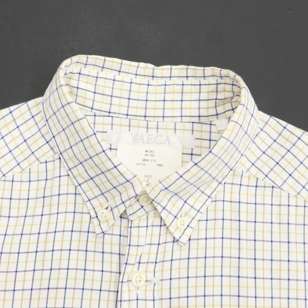 [Used] YAECA Cotton Check Button-down Shirt White x Navy x Yellow [Size 2] [WHT] [S/S/A/W] [Condition Rank C] [Men&