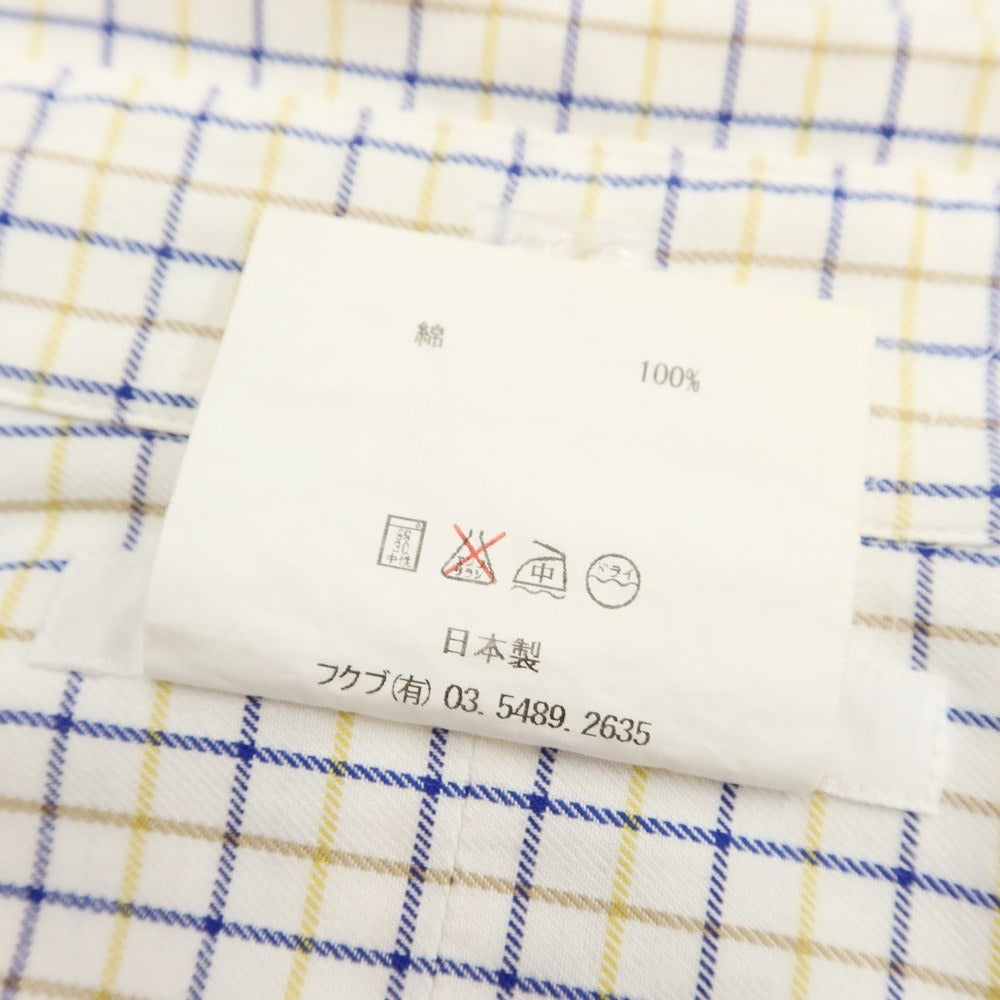 [Used] YAECA Cotton Check Button-down Shirt White x Navy x Yellow [Size 2] [WHT] [S/S/A/W] [Condition Rank C] [Men&