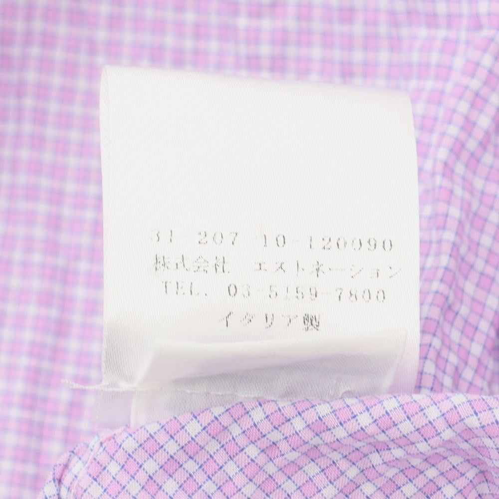 [Used] Finamore Cotton Check Italian Collar Casual Shirt Pink x Blue x White [Size S] [PUP] [S/S/A/W] [Condition Rank B] ​​[Men&