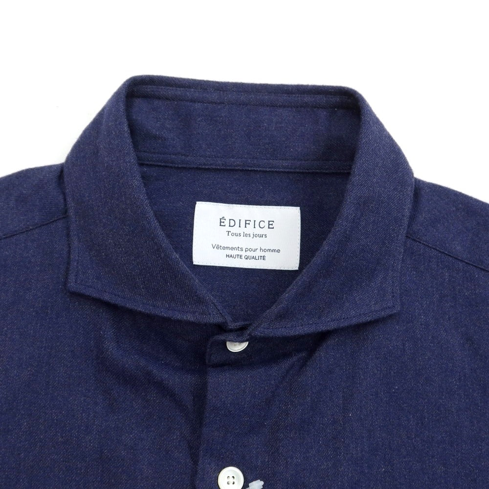 [Used] EDIFICE Cotton Horizontal Collar Shirt Navy [Size 44] [NVY] [A/W] [Condition Rank B] ​​[Men&
