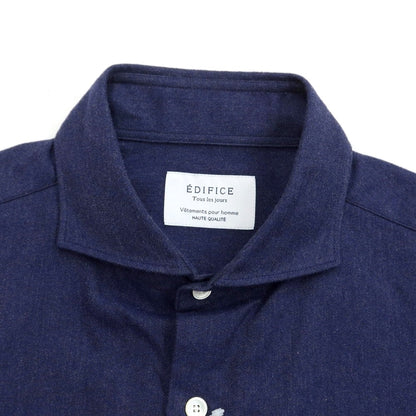 [Used] EDIFICE Cotton Horizontal Collar Shirt Navy [Size 44] [NVY] [A/W] [Condition Rank B] ​​[Men&