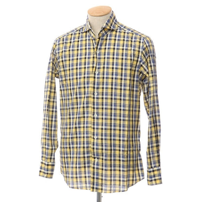 [Used] Giannetto Cotton Check Horizontal Collar Casual Shirt Yellow x Blue x Black [Size S] [YEL] [S/S/A/W] [Condition Rank B] ​​[Men&