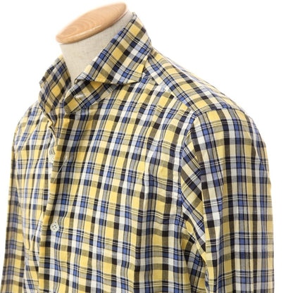 [Used] Giannetto Cotton Check Horizontal Collar Casual Shirt Yellow x Blue x Black [Size S] [YEL] [S/S/A/W] [Condition Rank B] ​​[Men&