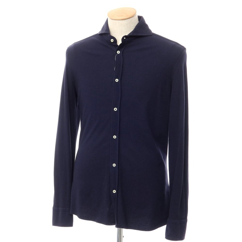 [Used] CIT LUXURY Cotton Pique Horizontal Collar Casual Shirt Navy [Size S] [NVY] [S/S/A/W] [Condition Rank C] [Men&