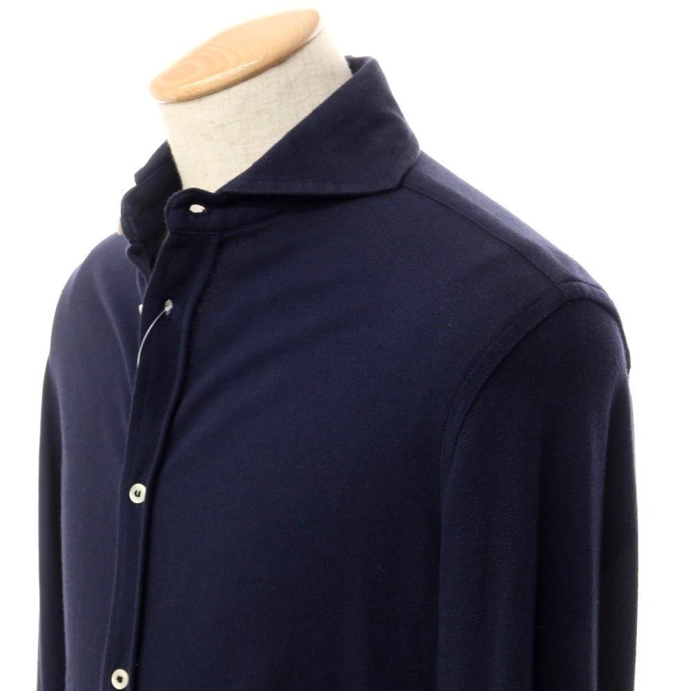 [Used] CIT LUXURY Cotton Pique Horizontal Collar Casual Shirt Navy [Size S] [NVY] [S/S/A/W] [Condition Rank C] [Men&