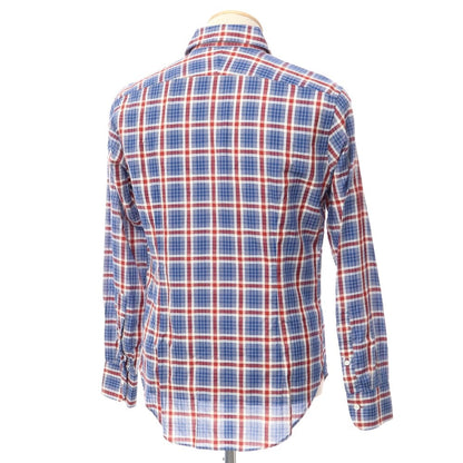 [Used] Barneys New York BARNEYS NEWYORK Cotton linen check wide collar casual shirt dark blue x red x white [Size S] [BLU] [S/S] [Condition Rank B] ​​[Men&