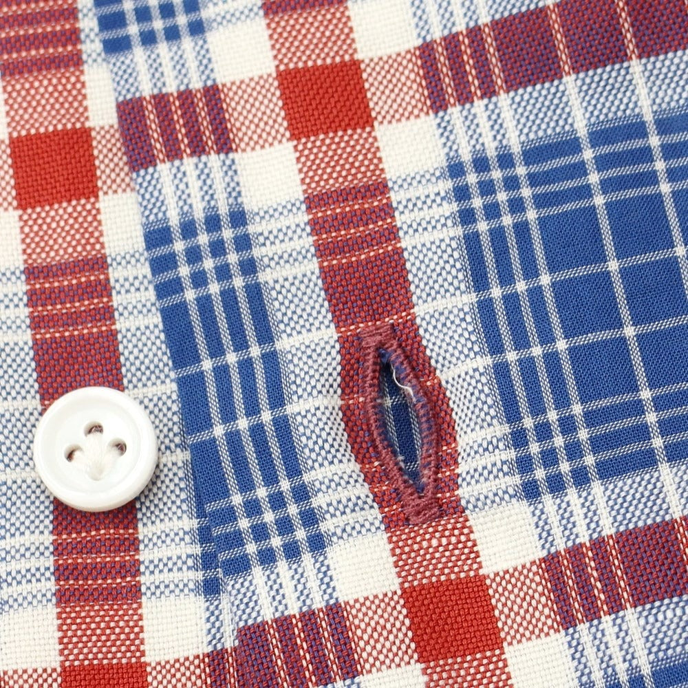 [Used] Barneys New York BARNEYS NEWYORK Cotton linen check wide collar casual shirt dark blue x red x white [Size S] [BLU] [S/S] [Condition Rank B] ​​[Men&