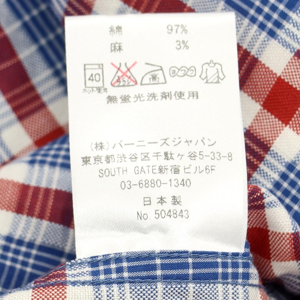 [Used] Barneys New York BARNEYS NEWYORK Cotton linen check wide collar casual shirt dark blue x red x white [Size S] [BLU] [S/S] [Condition Rank B] ​​[Men&