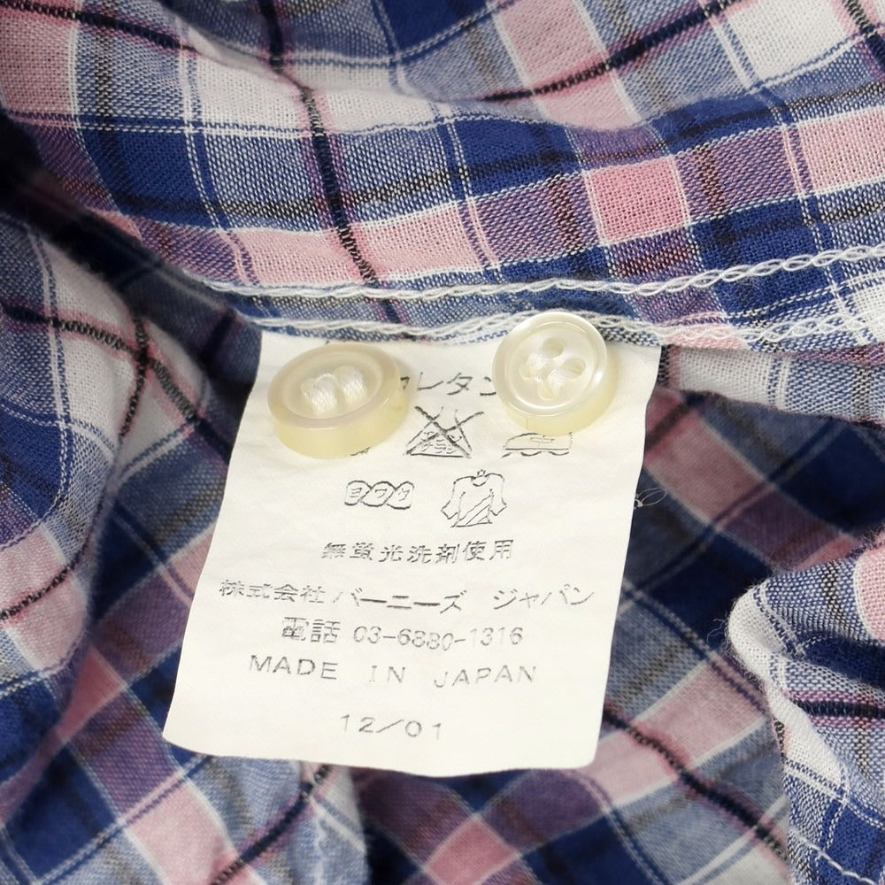 [Used] Barneys New York BARNEYS NEWYORK Cotton Check Horizontal Collar Casual Shirt Navy x Pink x White [Size M] [NVY] [S/S/A/W] [Condition Rank C] [Men&