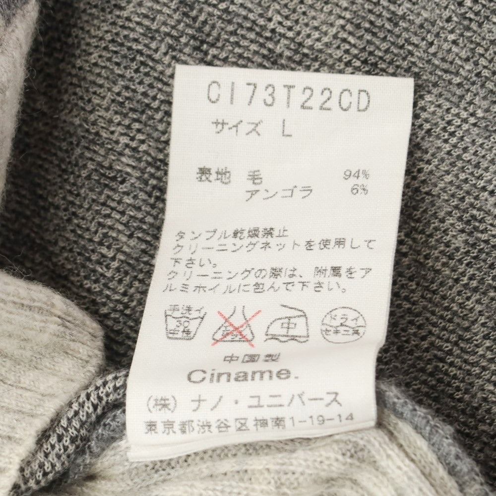 [Used] Ciname. High gauge wool angora argyle knit cardigan, light gray x black [Size L] [GRY] [A/W] [Condition Rank B] ​​[Men&