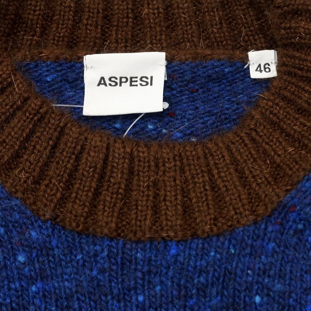 [Used] ASPESI Mid-gauge wool crew neck knit, blue x navy [Size 46] [BLU] [A/W] [Condition Rank B] ​​[Men&