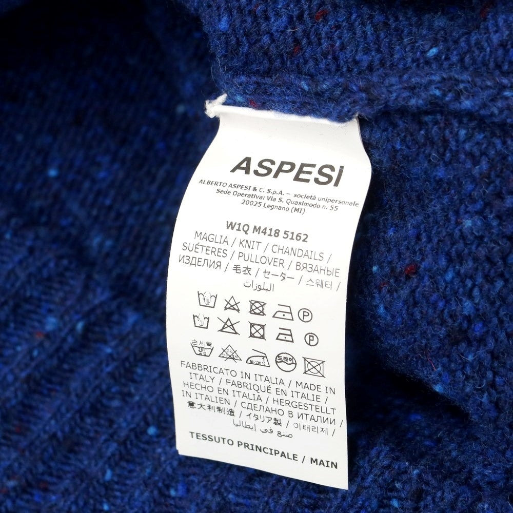 [Used] ASPESI Mid-gauge wool crew neck knit, blue x navy [Size 46] [BLU] [A/W] [Condition Rank B] ​​[Men&