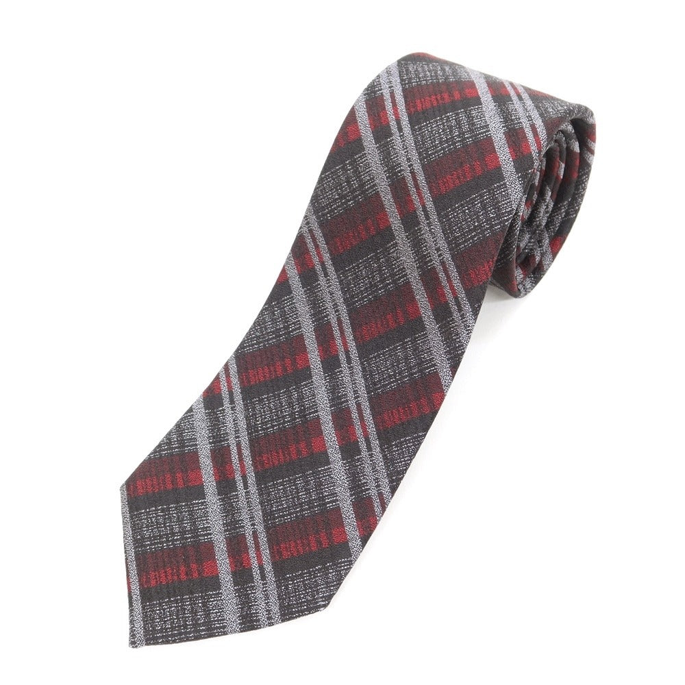 [Used] Z Zegna Check Tri-Fold Silk Tie Gray x Red [GRY] [S/S/A/W] [Condition Rank B] ​​[Men&