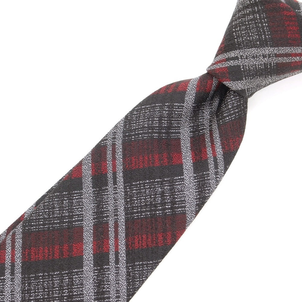 [Used] Z Zegna Check Tri-Fold Silk Tie Gray x Red [GRY] [S/S/A/W] [Condition Rank B] ​​[Men&