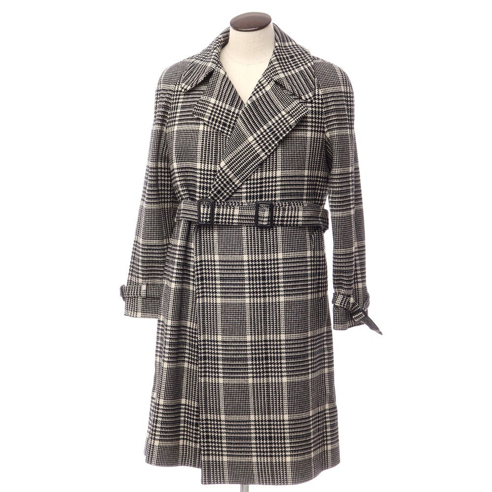 [Used] TAGLIATORE wool cotton Glen check double-breasted coat, beige x black [size 48] [BLK] [A/W] [Condition rank A] [Men&