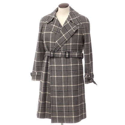 [Used] TAGLIATORE wool cotton Glen check double-breasted coat, beige x black [size 48] [BLK] [A/W] [Condition rank A] [Men&