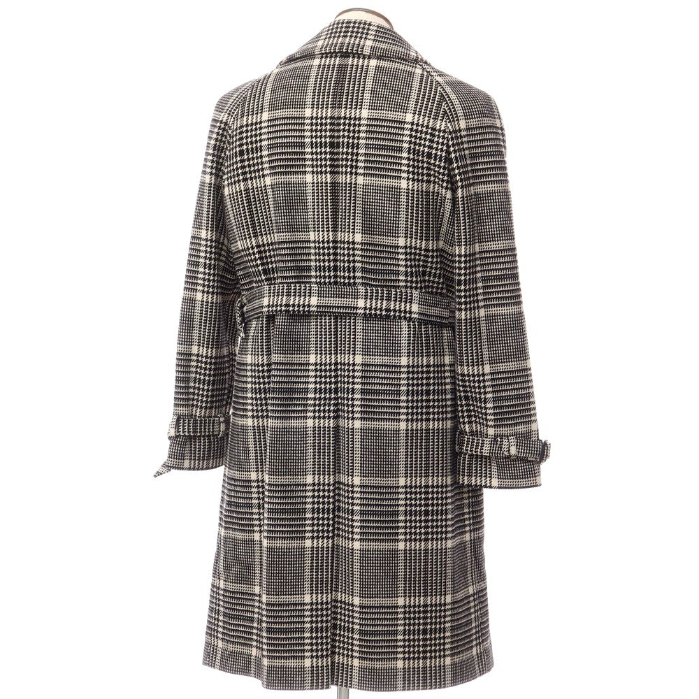 [Used] TAGLIATORE wool cotton Glen check double-breasted coat, beige x black [size 48] [BLK] [A/W] [Condition rank A] [Men&