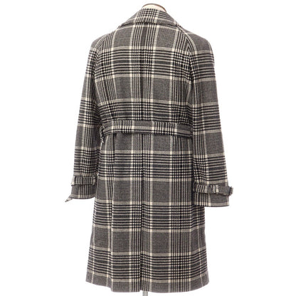 [Used] TAGLIATORE wool cotton Glen check double-breasted coat, beige x black [size 48] [BLK] [A/W] [Condition rank A] [Men&