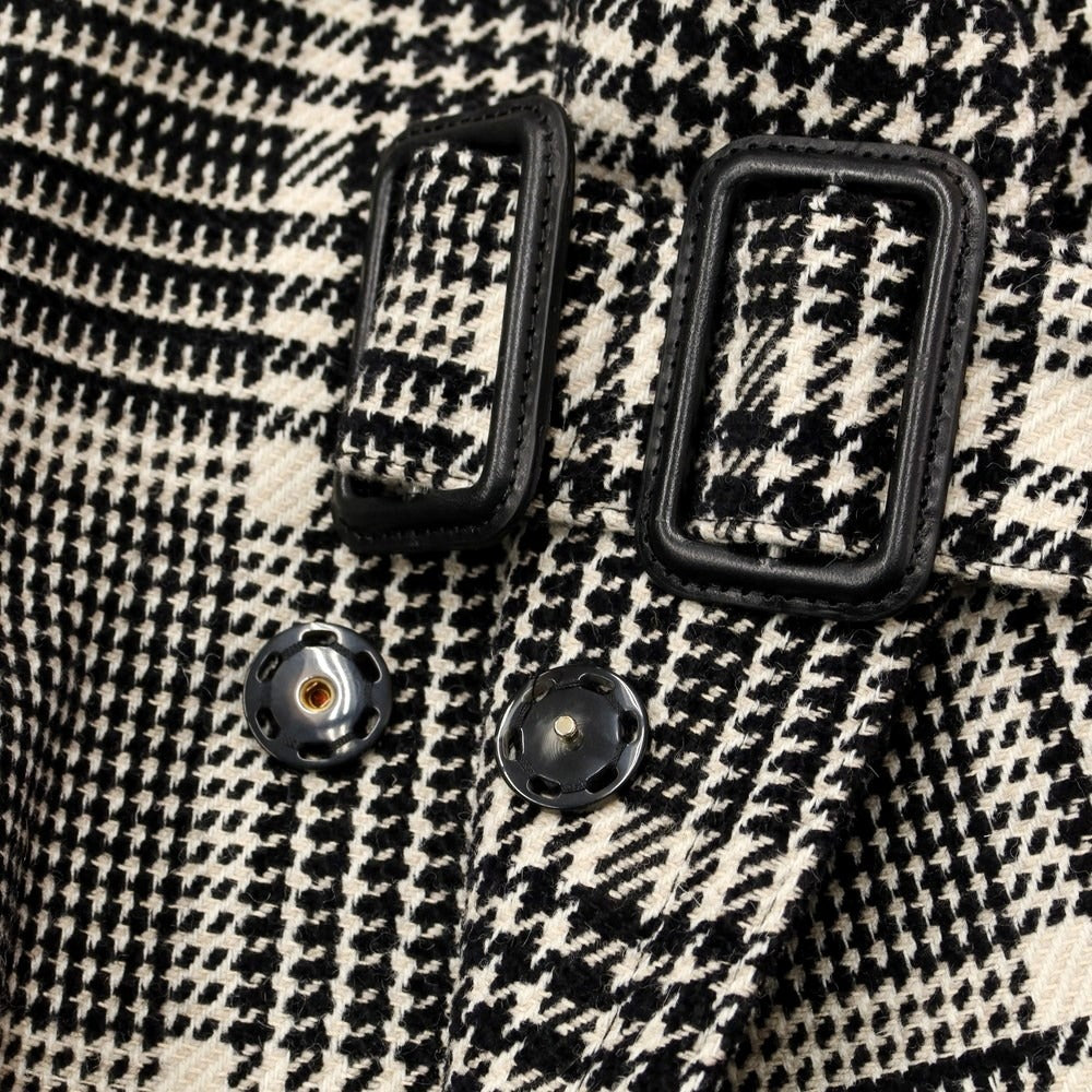 [Used] TAGLIATORE wool cotton Glen check double-breasted coat, beige x black [size 48] [BLK] [A/W] [Condition rank A] [Men&