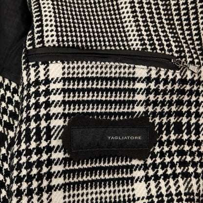[Used] TAGLIATORE wool cotton Glen check double-breasted coat, beige x black [size 48] [BLK] [A/W] [Condition rank A] [Men&