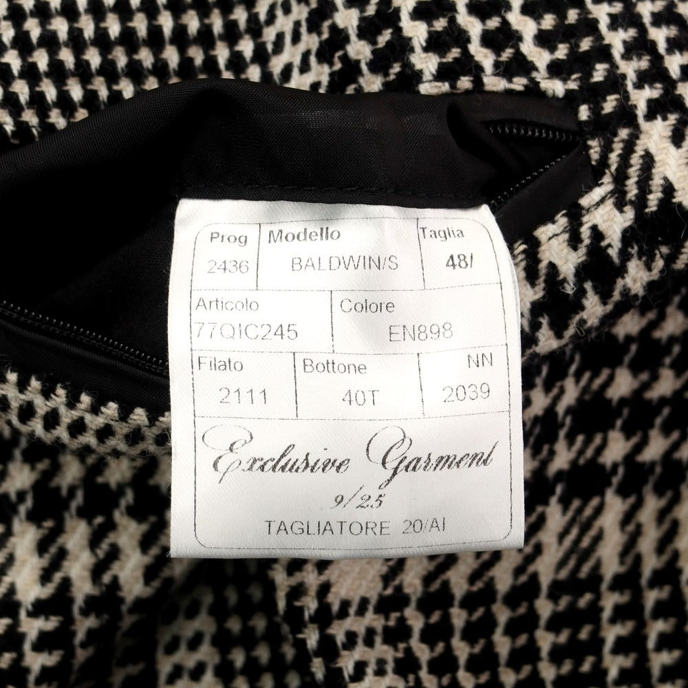 [Used] TAGLIATORE wool cotton Glen check double-breasted coat, beige x black [size 48] [BLK] [A/W] [Condition rank A] [Men&
