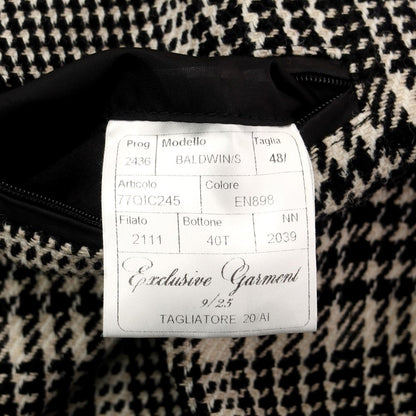 [Used] TAGLIATORE wool cotton Glen check double-breasted coat, beige x black [size 48] [BLK] [A/W] [Condition rank A] [Men&